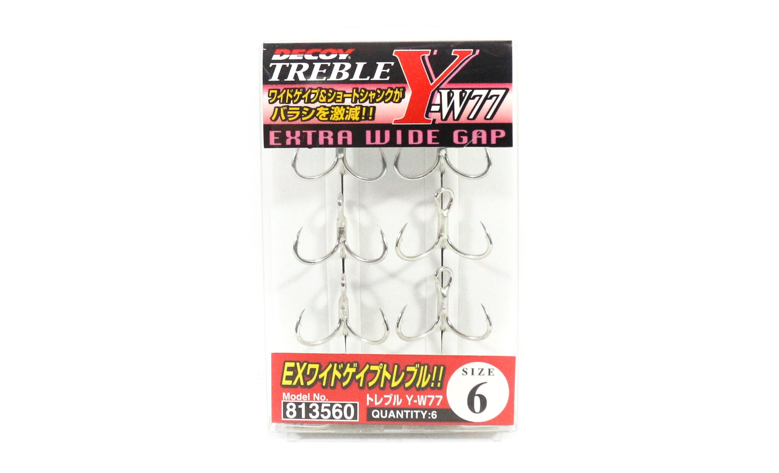 

Decoy Y-W77 Treble Hook Wide Gap Extra Strong Hooks Size 6 (3560)