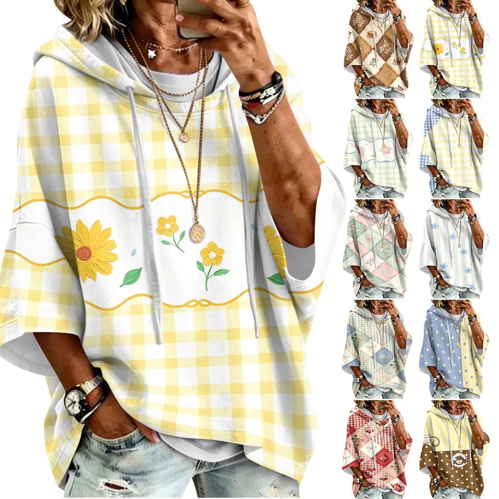 Women's Printed Hoodie Loose Fit Casual Pullover Sweatshirt for Everyday Wear