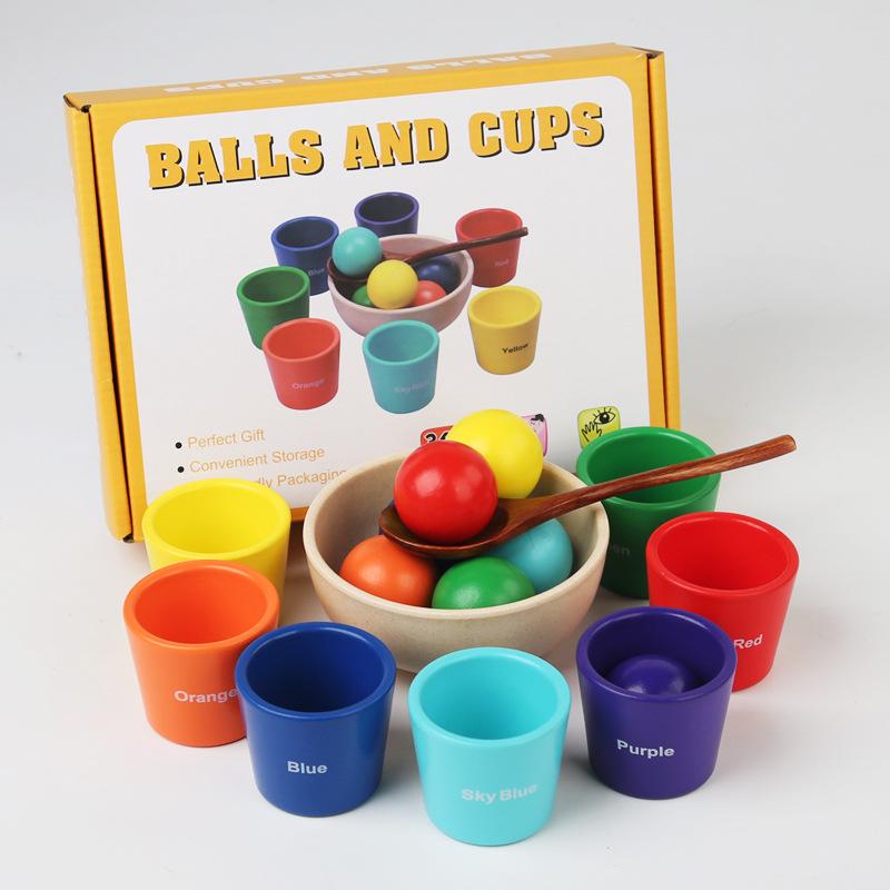 

Wooden Children s Color Pairing Classification Toys Ball and Cup Clip Beads Educational Desktop Cognitive Classification Cup