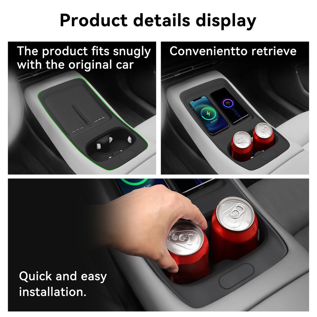 For Xpeng P7+ Anti-Slip Pad With Cup Holder Car Silicone Wireless Phone Anti Dirt Mat Interior Accessories Black