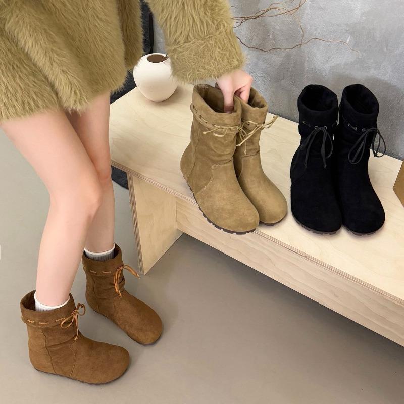 Soft-soled retro Maillard stacking boots women's new autumn platform short boots western Martin boots