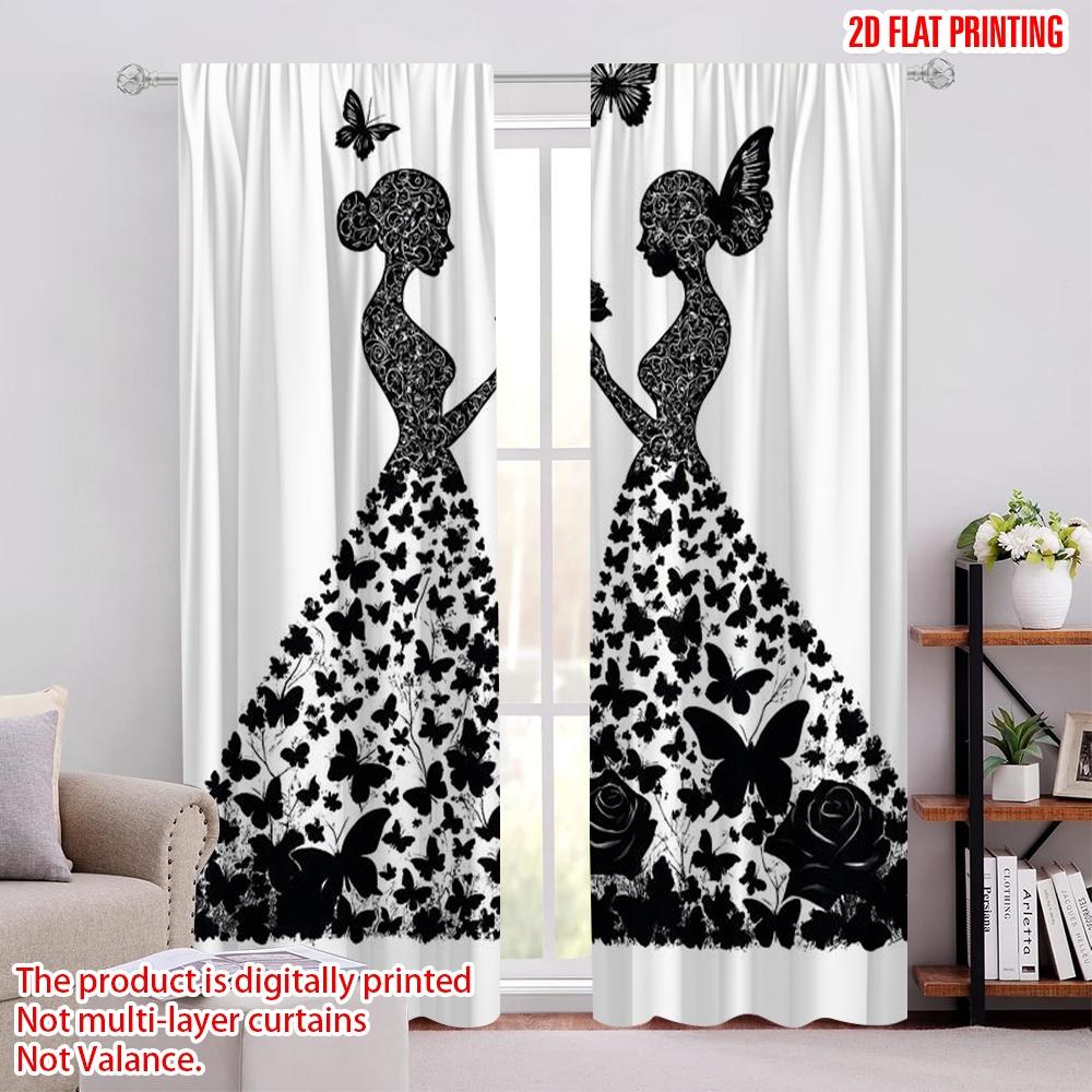 

2 шт., 2D плоская печать Шторы Рулонные шторы Бабочки Близнецы Универсальный полиэстер (без удилища) Внутренние украшения Ldeal для 52.50 × 116.00 cm 2 pcs