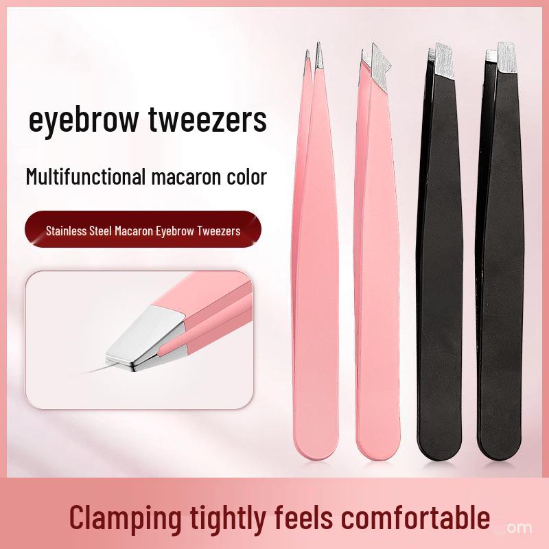 Stainless Steel Eyebrow & Beard Tweezers Set with Double Eyelid Stickers