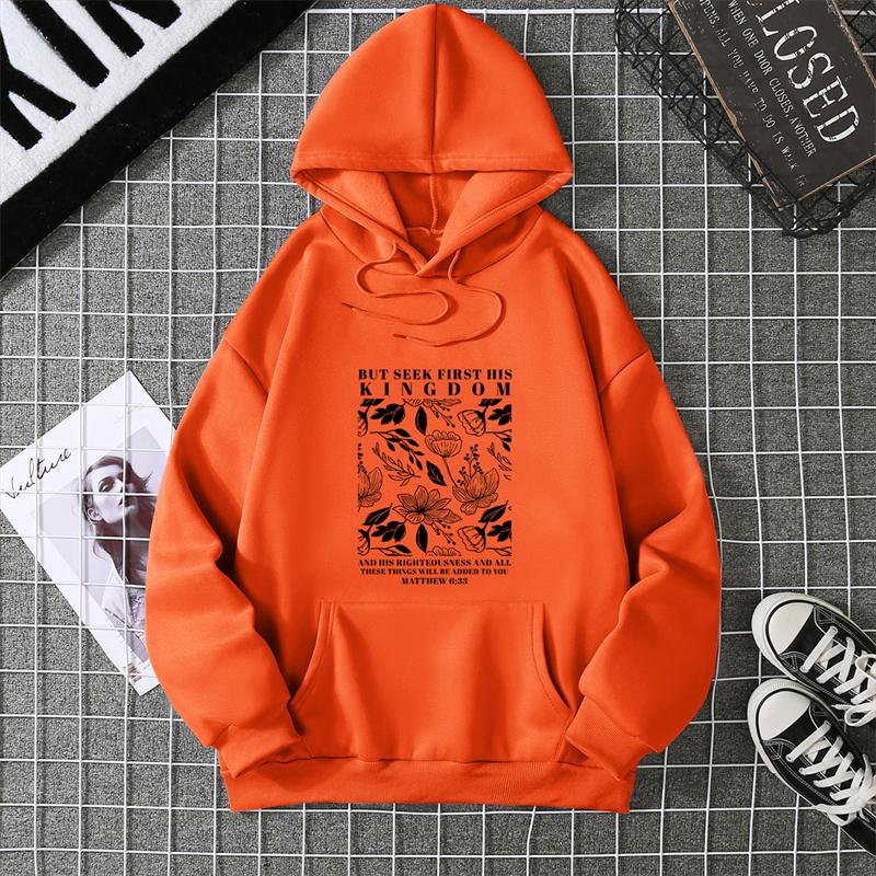 Street Fashion Lotus Flowers Printed Pattern Hoodie American Goth Hip-Hop Loose Casual Versatile Oversized Pullover Women