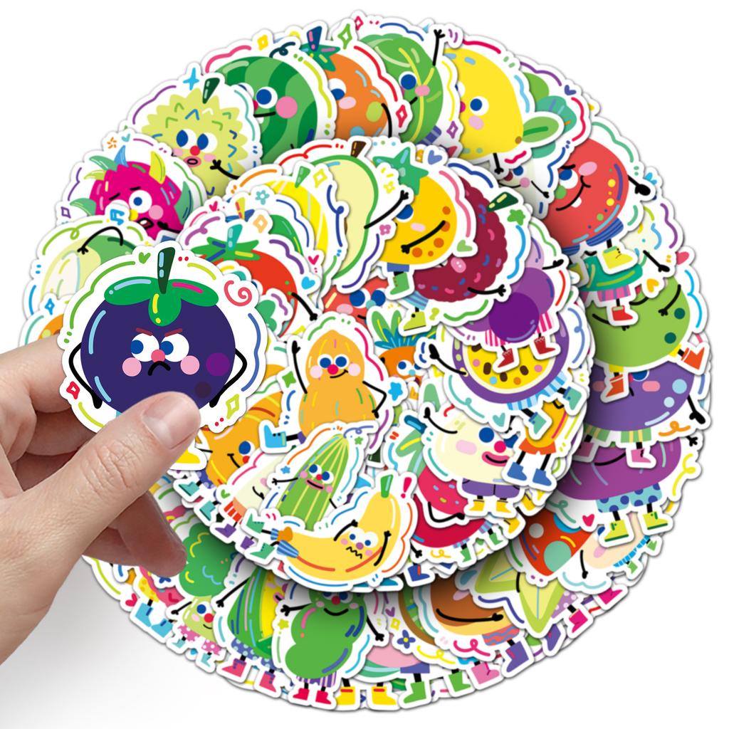 50 Fruit and Vegetable Graffiti Stickers Cartoon Cute Emoticon Pack Guka Decorative Skateboard Suitcase Hand Account Stickers