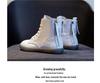 Women's Plus Size High-Top White Martin Boots - 2025 Versatile Autumn/Winter Flat-Bottom with Thickened Fleece and Double Zippers.