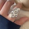 925 Sterling Silver Rings For Women Geometric Fine Jewelry Finger Adjustable Simple Retro Face Shap Ring For Party Birthday Gift