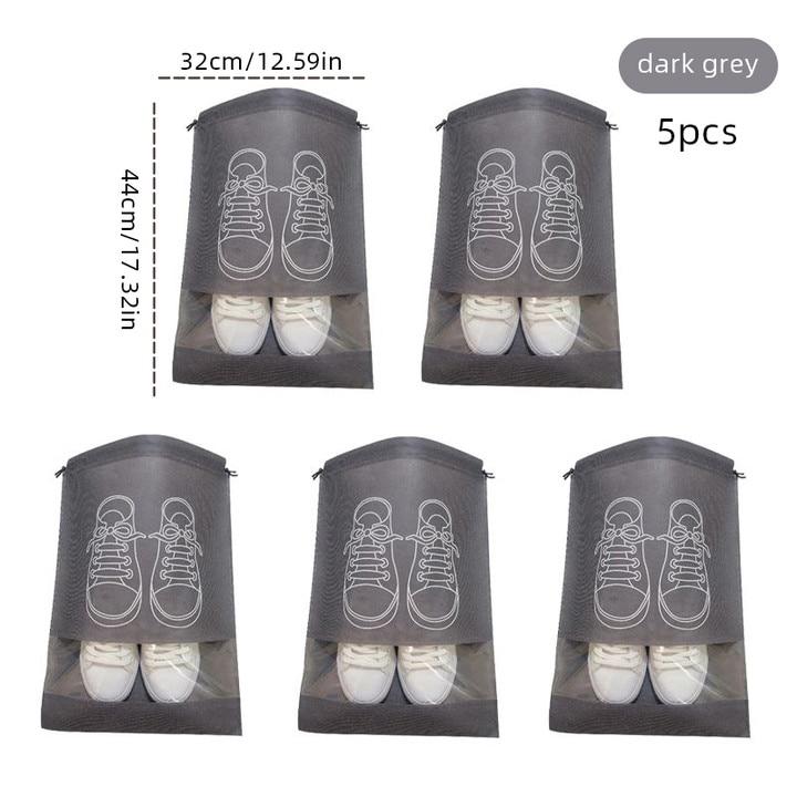 5pcs Shoes Storage Bag Nonwoven Travel Portable Shoes Bag Drawstring Dust Large Capacity Garment Classification Hanging Bags