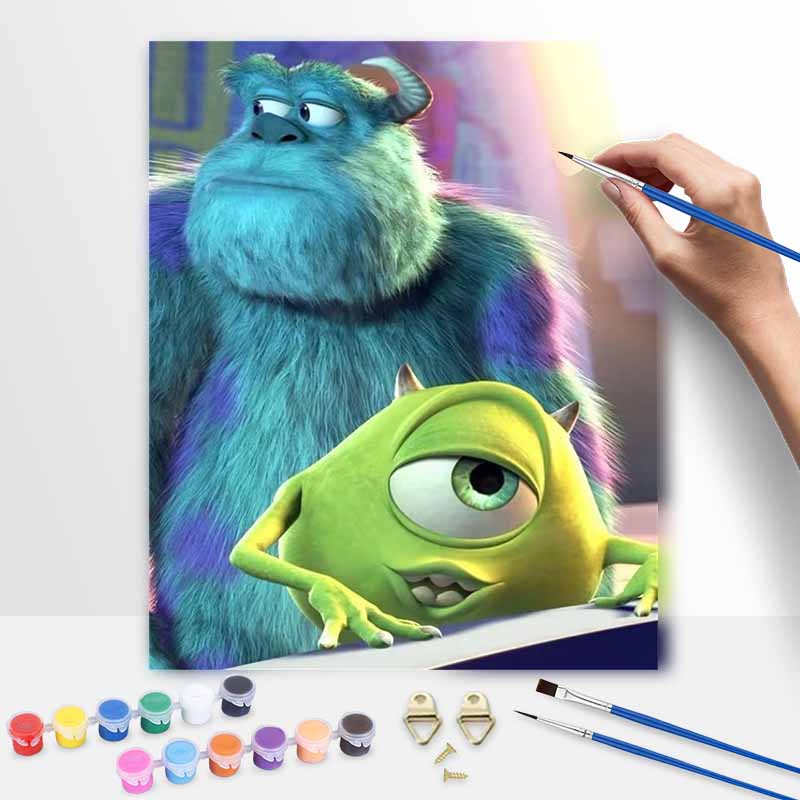 Disney Monsters Inc Sulley and Mike oil painting digital painting art kit handmade diy painting home decoration gift 20x30cm