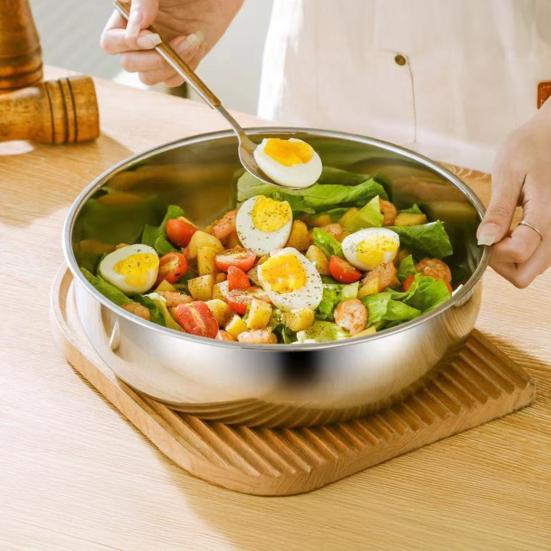 Stainless Steel Mixing Bowl Thickened Dough Kneading Basin 32cm Multi-Purpose Basin for Stirring Salads Beating Eggs Cleaning Vegetables