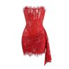 Sexy Wedding Party Dress Women Elegant Lace High Waist Bandage Bodycon Mini Dress Strapless Slim Corset Evening Dress