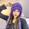 Women's Hat New Arrivalknitting Hat Plaidfall and Winterfashion Wheat Thickenedheattecheasiest for Match Ear Protection Tassel Hat