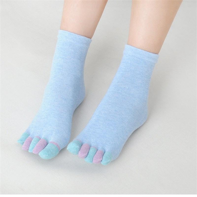 Toe Socks Women's Mid-Calf Sweat Pure Cotton Color Finger Spring
