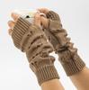 Love Knitted Wool Warm Pile Arm Sleeves Autumn and Winter New Men's and Women's Mid Length Ski Fingerless Sleeves
