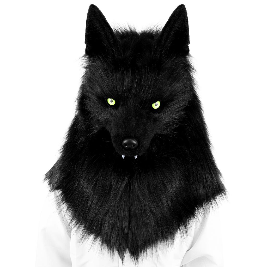 Plush Canine Mask Wolf Head Full-face Mask for Comic Conventions Ccosplay Costume Headgear