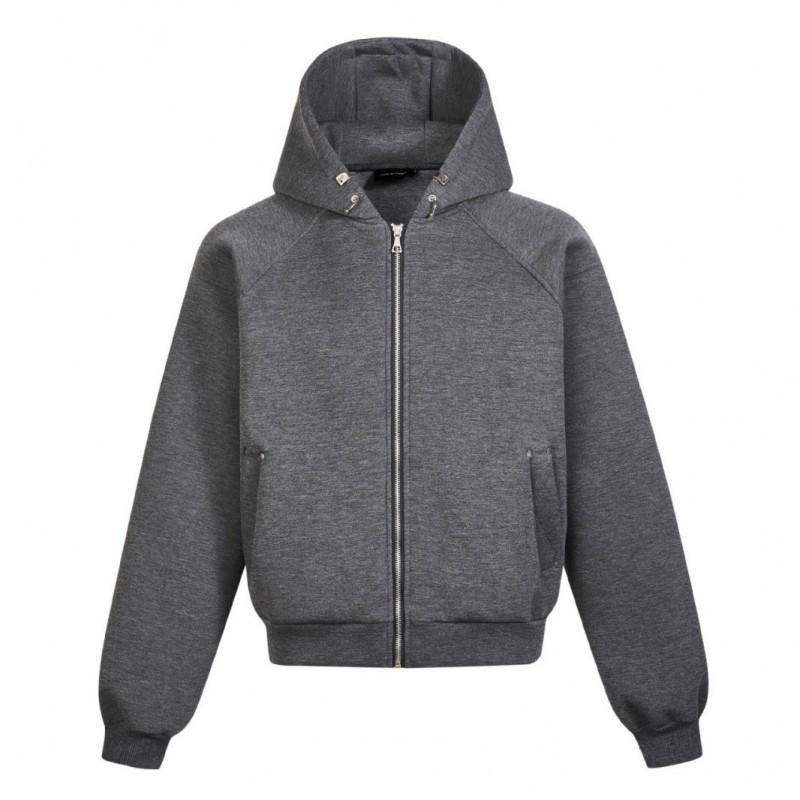 Unisex Oversized Box Fit Hooded Zip-Up Sweatshirt Solid Color Casual Pullover