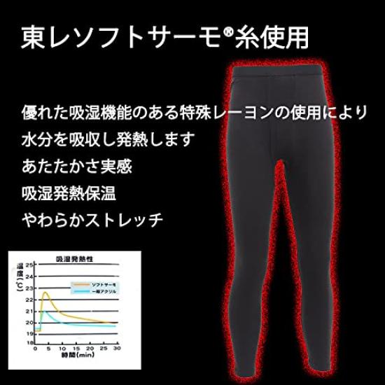 BANTAN Toray Soft Thermo Winter and 3-Pack Tights, Front-Opening, Thigh-Length Innerwear, Moisture-Wicking Heat-Generating, Men's (M, 3-Pack, Black)