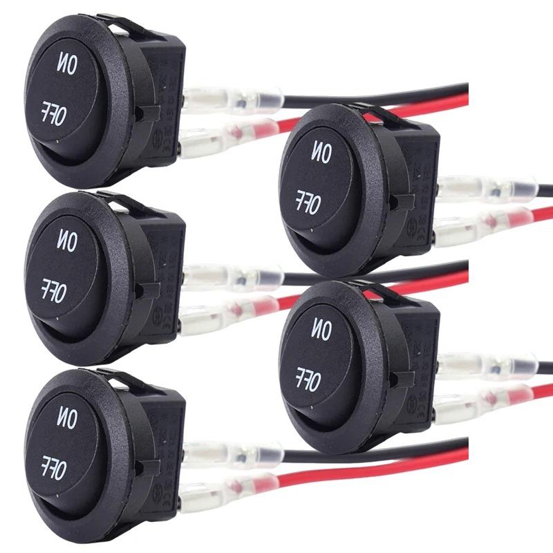 1/5/10pcs Car Motorcycle Toggle ON-OFF 2 Pin Rocker Switch with 16CM Pre-Wired Terminals 12V/24V Power Switch for Marine Boat
