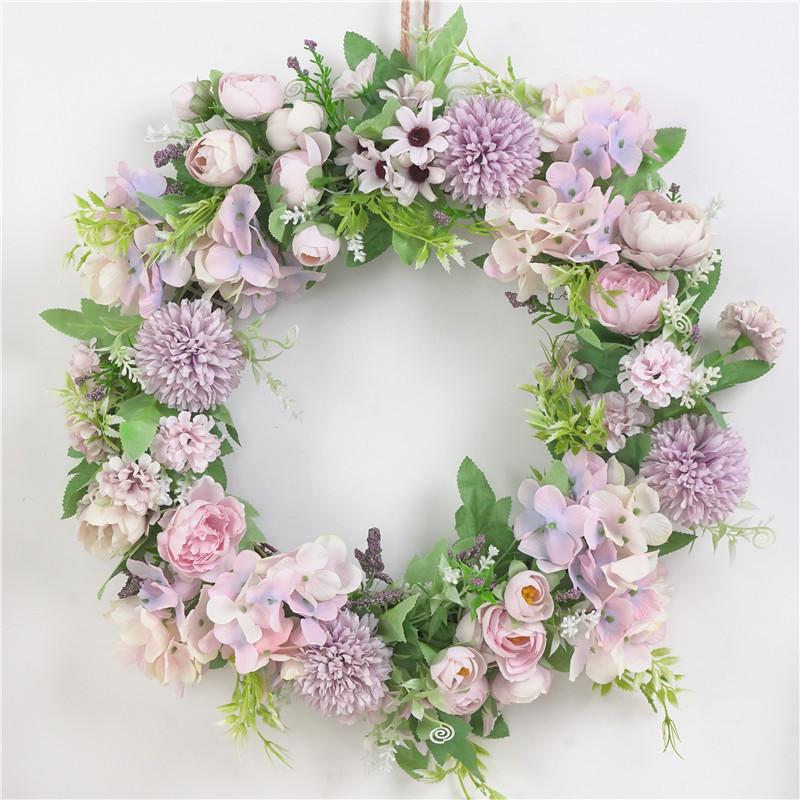 Forest Style Colorful Flower Wreath: Door Decoration & Photography Prop with Peony & Hydrangea - Perfect for Weddings & Shop Windows.