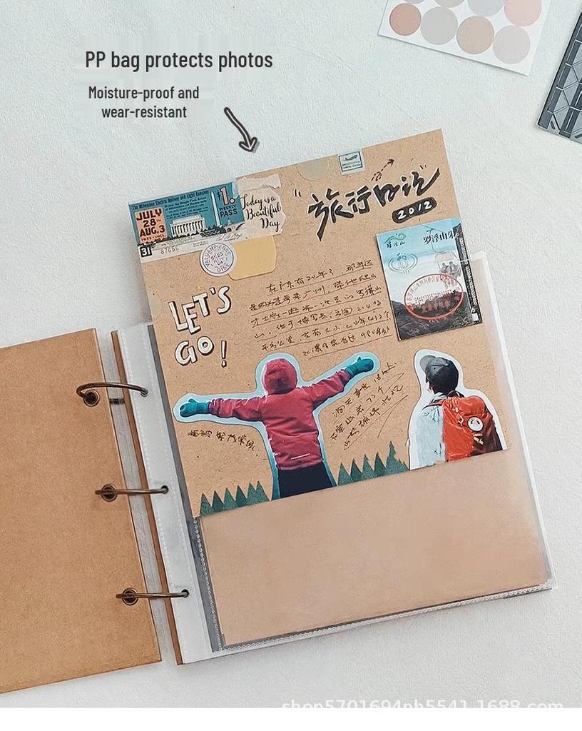 Waterproof DIY Loose-Leaf Handmade Photo Album with PP Pockets for Family, Couples, Classmates, or Growth Memories.