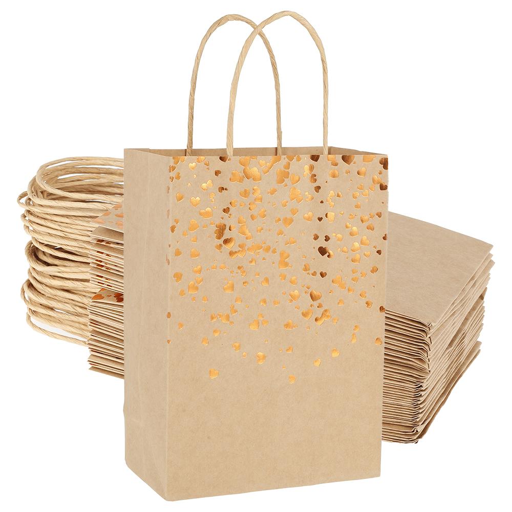 

25Pcs Kraft Paper Gift Bags Star Decoration Christmas Bag with Handle Cookie Gift Packing Bags for Xmas Party Wedding Festival 15x21x8cm