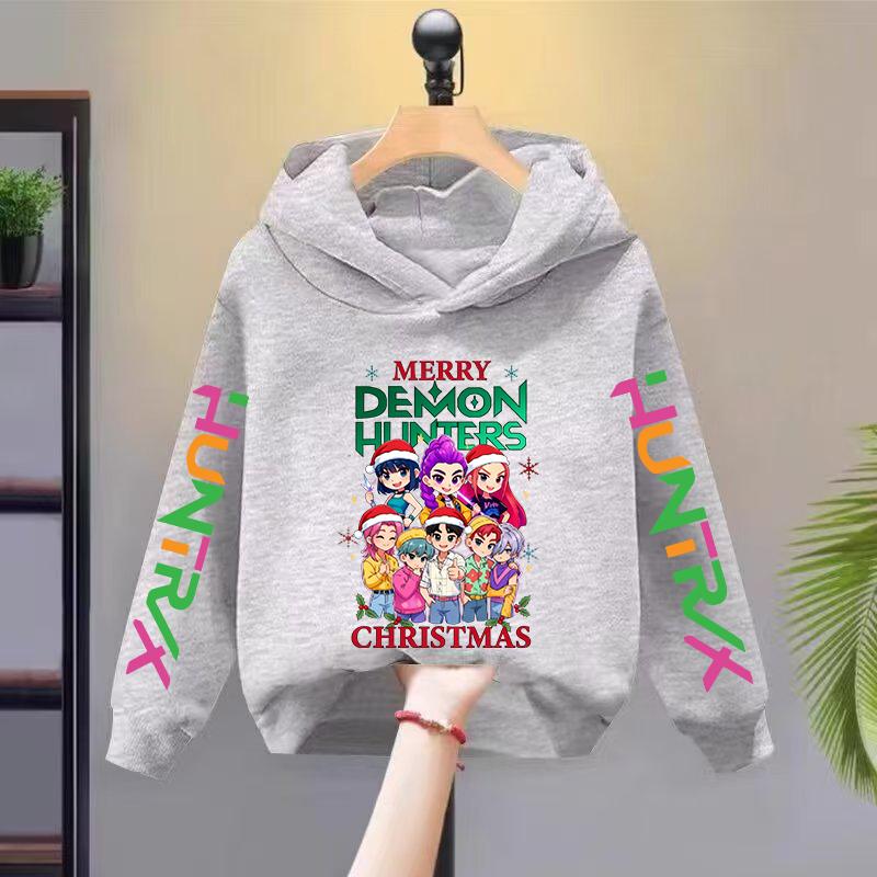 2025 Weihnachten KPop Devil Hunter Mädchen Hoodie Herbst/Winter Kinder Sportbekleidung Langarm Kinderbekleidung Top