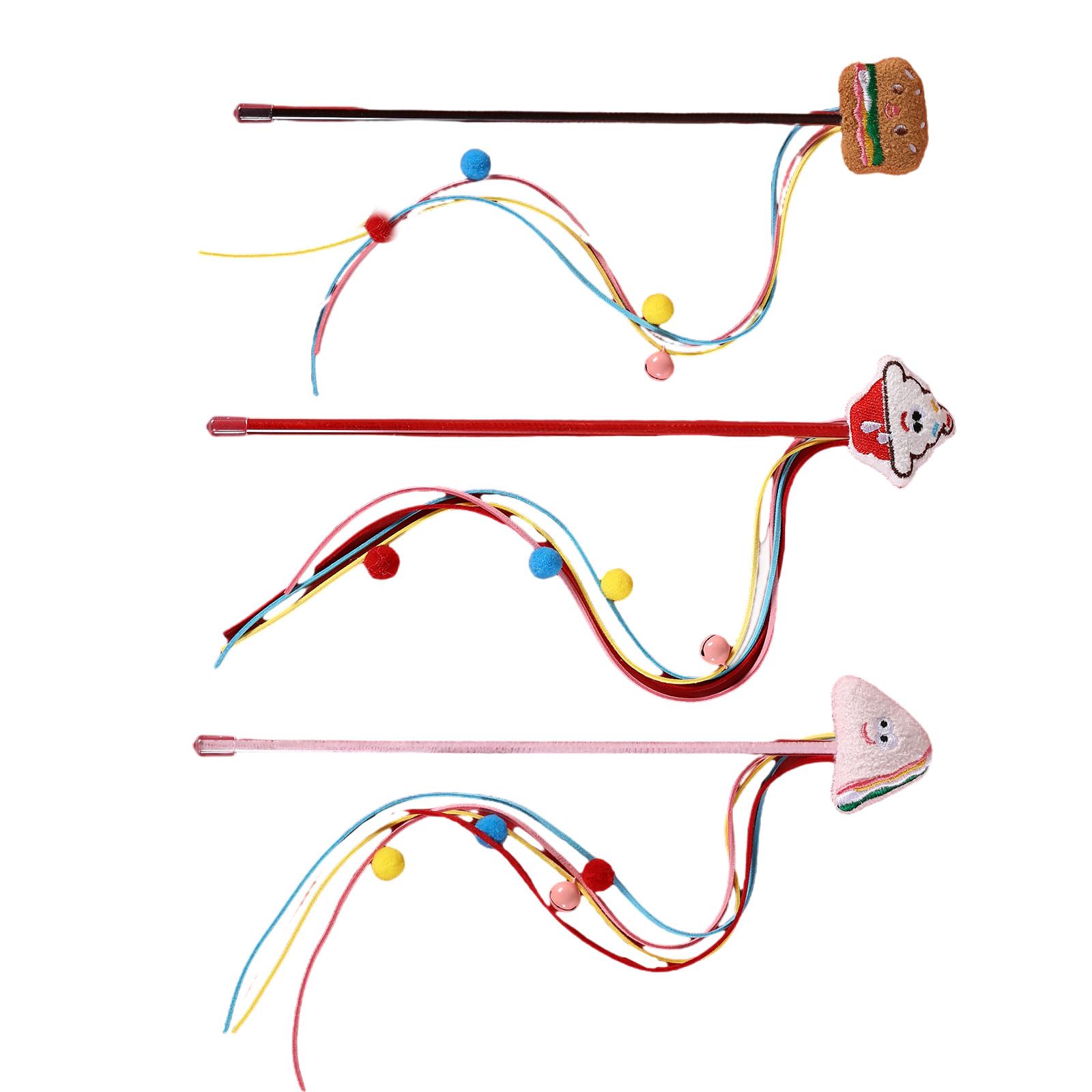 

Набор из 3 разноцветных кошачьих дразнилок с колокольчиками Интерактивная игрушка для котят для домашних упражнений A