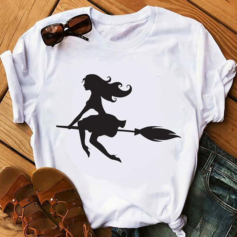 Tricou la modă de vară pentru femeie Halloween vrăjitoare imprimeu tricouri femei casual amuzant tricou pentru Lady Yong Girl Top Tee Hipster