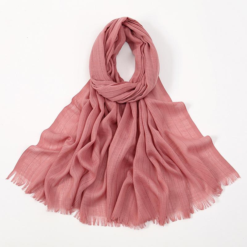 Plain Gold Lurex Glitter Bamboo Fringe Scarf Breathable Soft Thin Shawl Casual Sunscreen Travel Scarves Women Muslim Hijab Sjaal