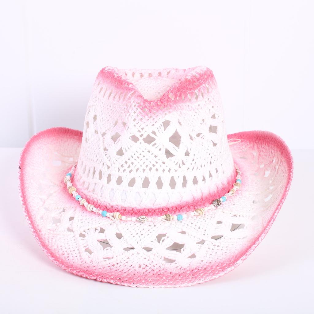 Popular sombrero de vaquero occidental hueco clásico europeo y americano, moda para hombre y mujer, sombrero de paja transpirable para vacaciones, protección solar