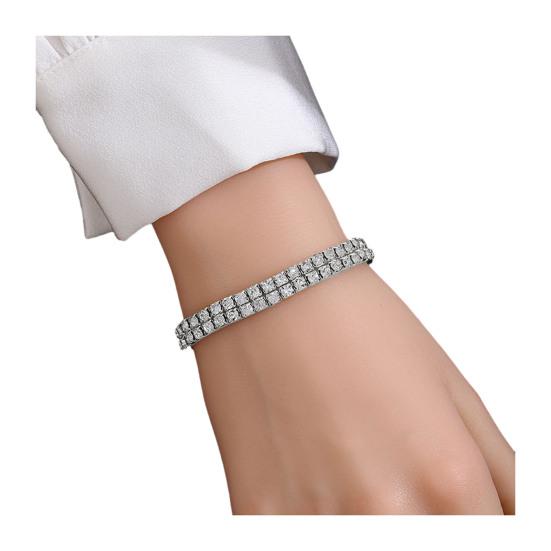 Women Bracelet Multi-row Sparkling Rhinestones Wristband Waterproof Nickel-Free Wristwear Minimalist Design Versatile Bracelet Jewelry Piece