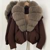 Europe and the United States new natural real fox fur collar down jacket autumn and winter versatile thickened warm women's short coat