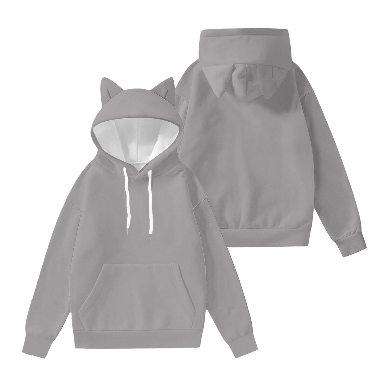 

Women s Fashion Long-Sleeved Color-Blocked Printed Hooded Sweatshirt With Ears XXXL