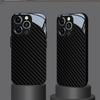 Schwarze Karbonfaser-Textur Gehärtetes Glas Schwarze Handyhülle Für iPhone 17 16 15 14 13 12 11 Pro Max 17 Air 7 8 Plus XR XS X Abdeckung