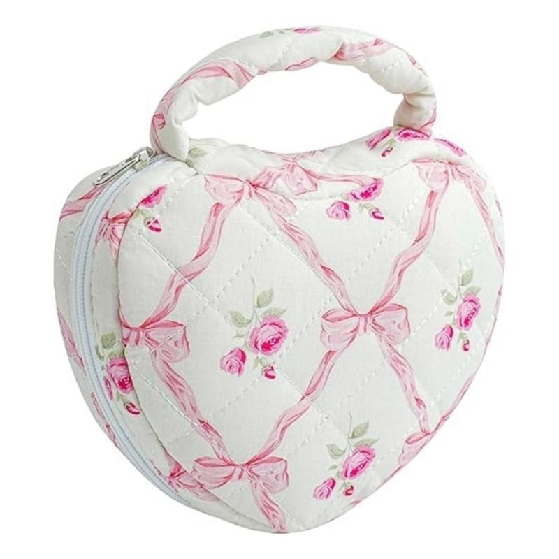 Large Capacity Waterproof Makeup Bag For Travel Cosmetic Organizers With Floral Heart Design Travel Toiletry Bag