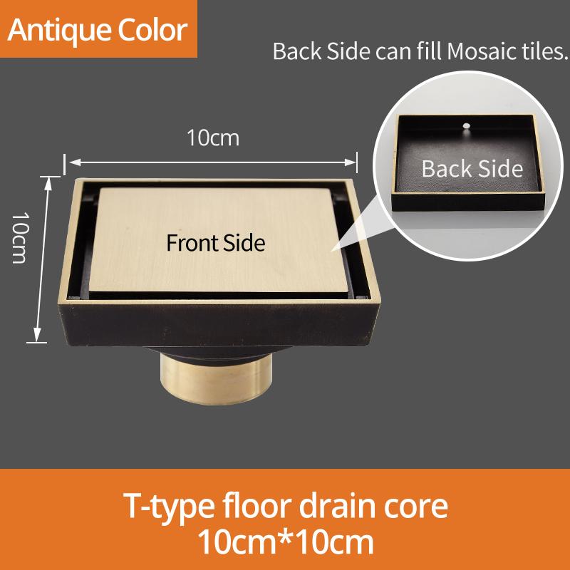 Floor Drains 10cm Square Shower Drain Brass Floor Drain Trap Waste Grate With Hair Strainer Bathroom Shower Accessories 811525