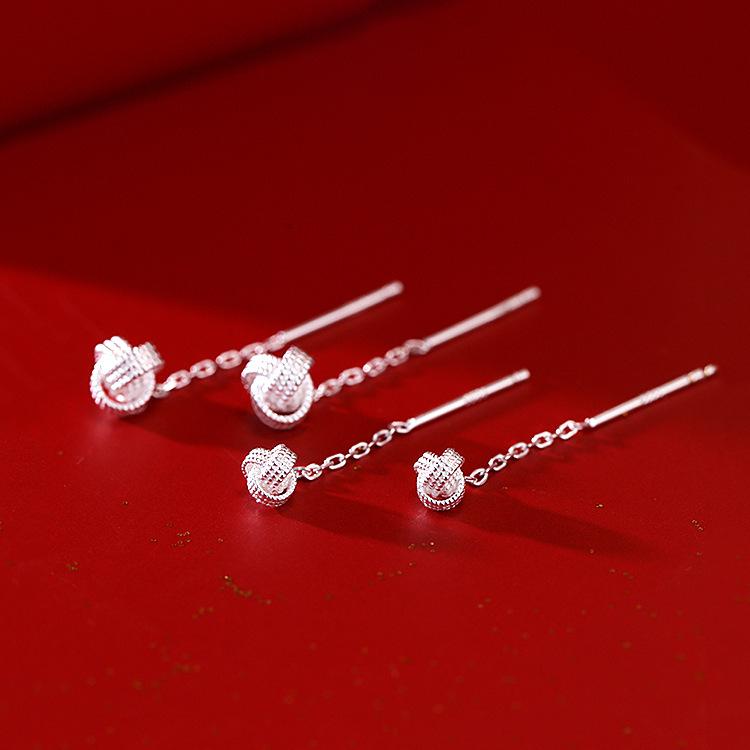 Ruyi Knot Fringe Ear Line Earrings Light Luxury Niche Design Earrings Earrings Women's Simple and Versatile