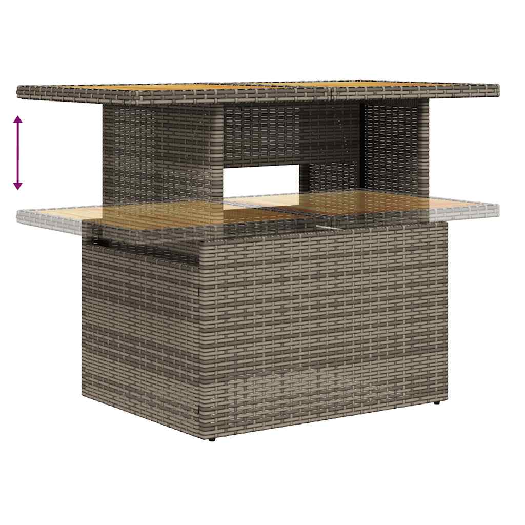 6 Piece Outdoor Sofa Set with Cushions Grey Poly Rattan & Acacia Wood