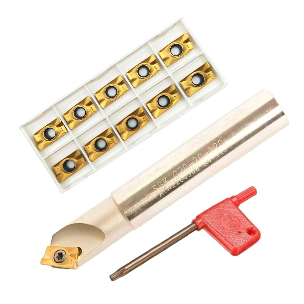 20mm Indexable Chamfer End Mill Cutter C2020120L + 10PC APMT1604 Inserts for Precision Cutting and Tool Replacement