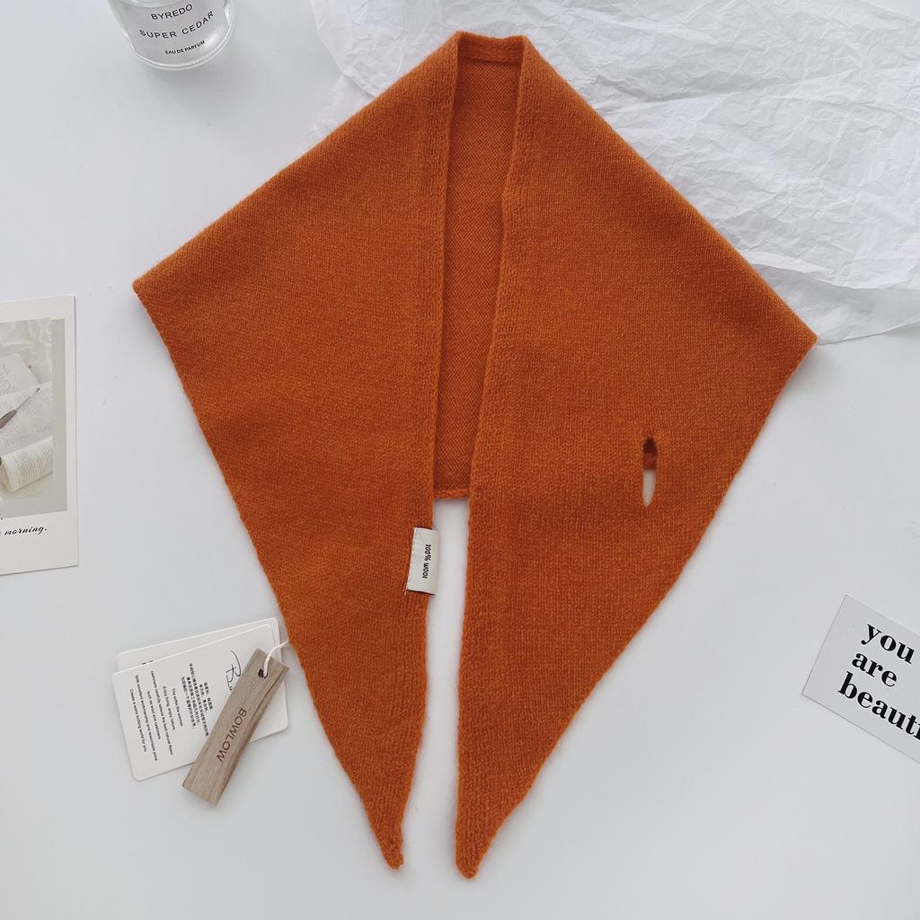 New Korea Styles 100% Wool Knitted Triangular Scarf Women Winter Warm Decorate Headscarf Shawl Neckerchief Hijab Pashmina