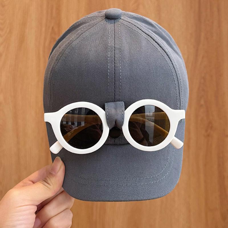 

Съемные очки Детская бейсболка на весну и лето Новая бейсболка с коротким козырьком для защиты от солнца для мальчиков и девочек Модная защита от солнца Повседневная бейсболка (48-52cm)