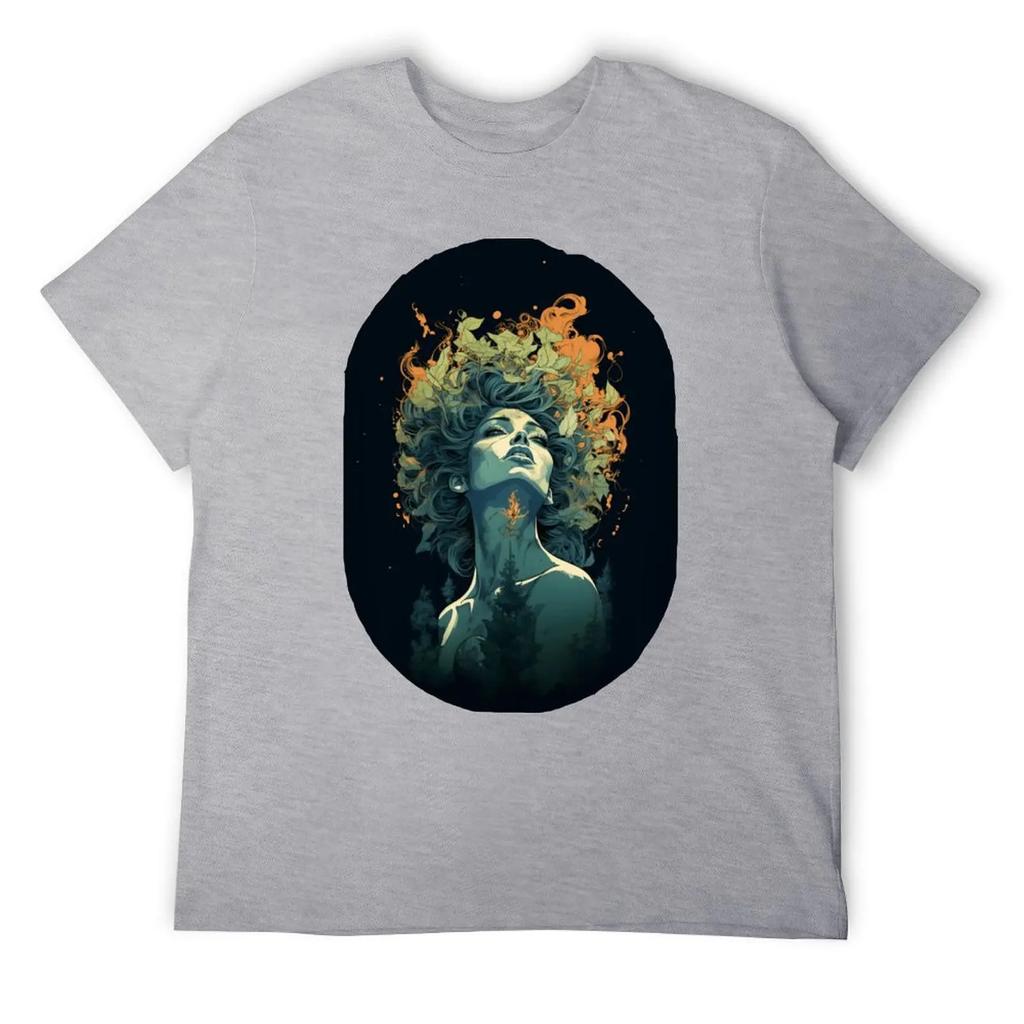 Crewneck Mother's Day Fiery Nature Men's T-shirt Movement Top Tee Vintage Funny Novelty Leisure Eur Size