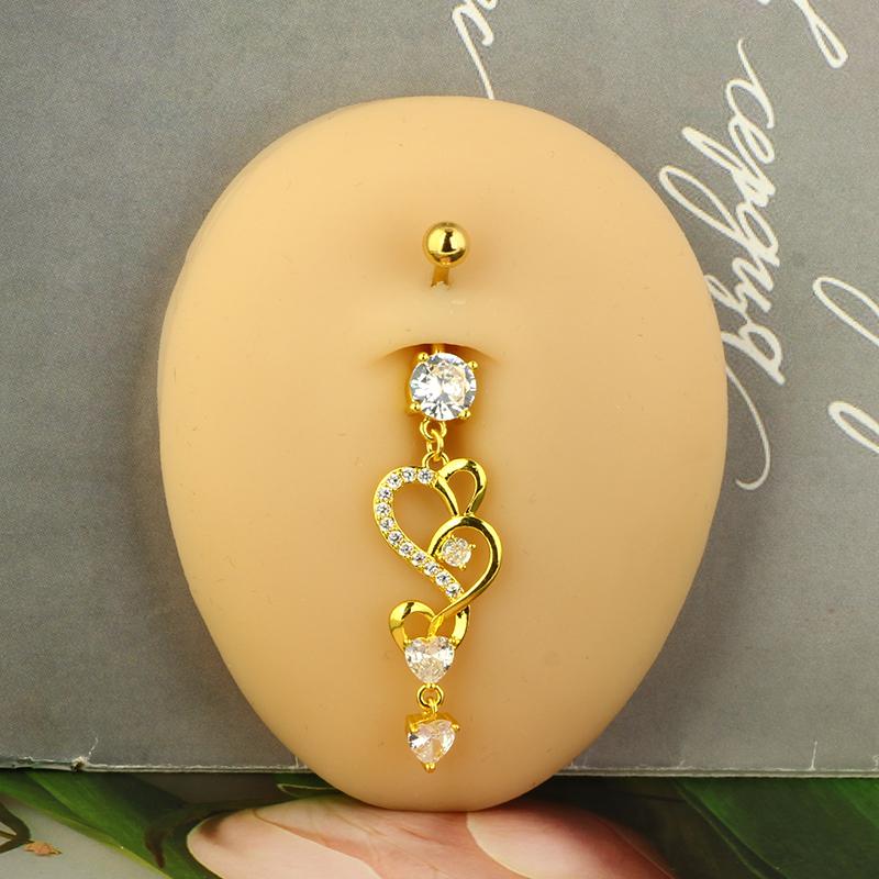 1pc Golden Belly Button Rings Pack Stainless Steel Long Dangling Navel Belly Piercing Jewelry For Women 14G Belly Bar Kit Stud