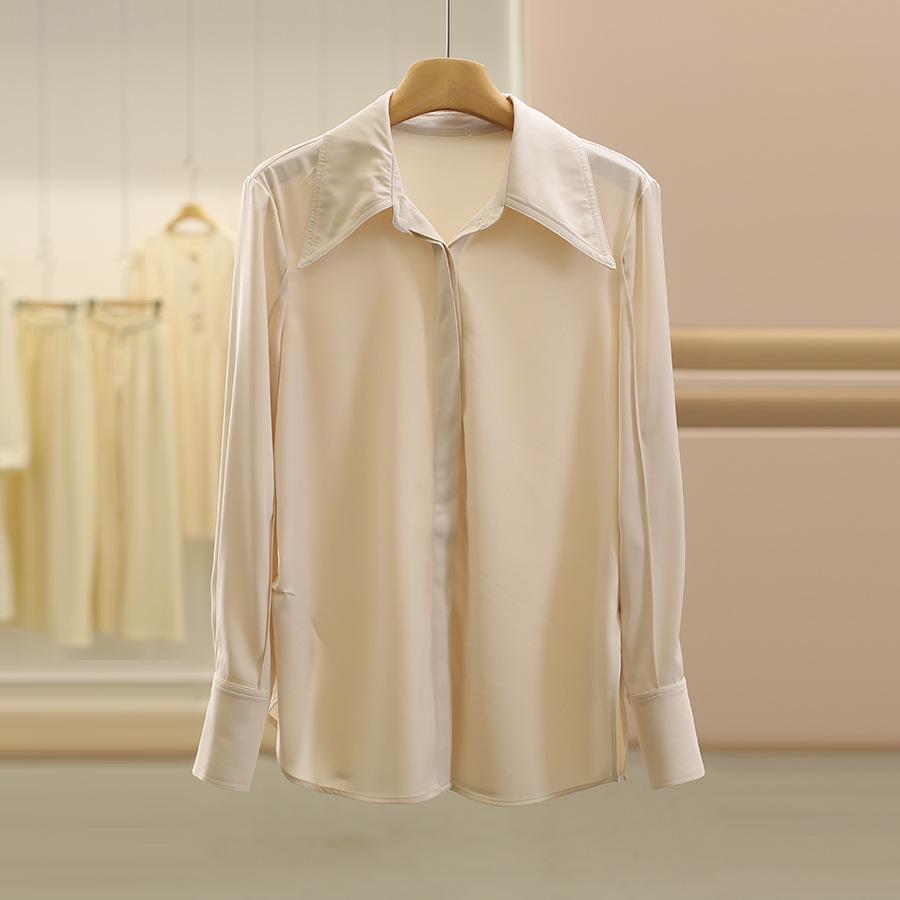 

Inafu Flowing Philosophy Solid Color Slimming Long-Sleeve Shirt - Autumn Collection Medium абрикосовый