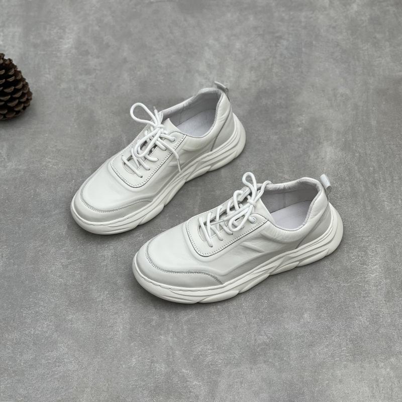 Chaussures pour hommes en cuir véritable Printemps Chaussures décontractées Cuir pleine fleur Cuir de vachette Semelle souple Chaussures de sport pour la course