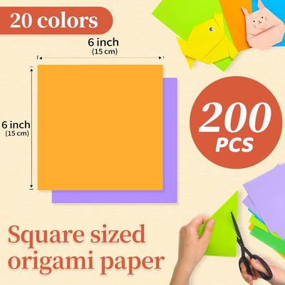 Firkantet Origami Papir, 100 Ark, 1/20 Farver, 6 Tommer Firkantet, Tosidet Farvet papir DIY Håndværkspapir til Skolebørn