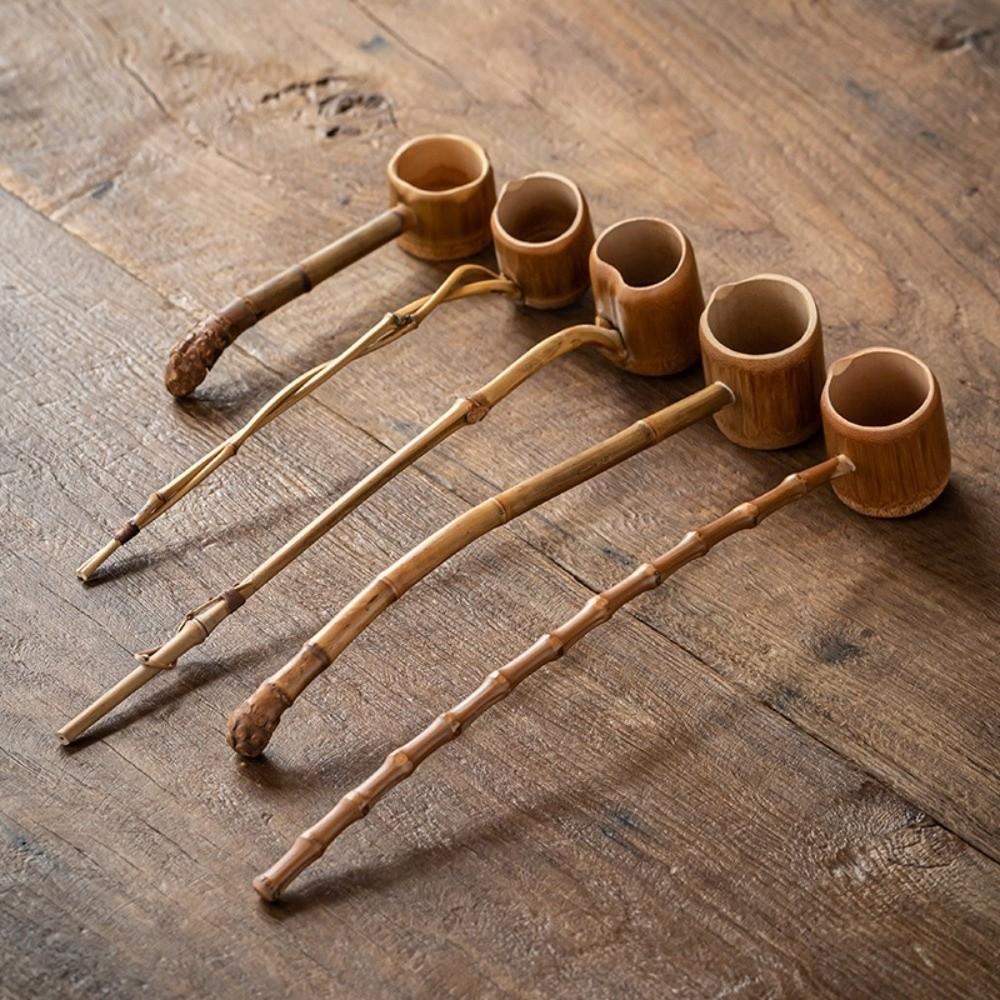 Portable Long Handle Tea Infusers Bamboo Material Retro Tea Strainers Handmade Water Ladle Home Kitchen