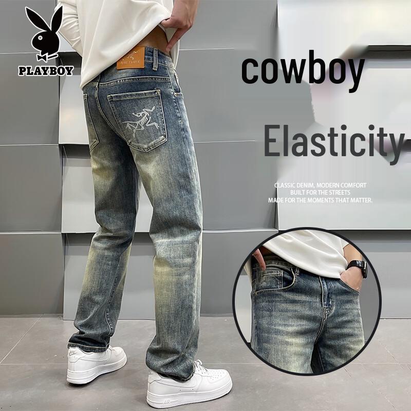 Мужские джинсы PLAYBOY, узкие, прямые, с градиентом, ретро 31