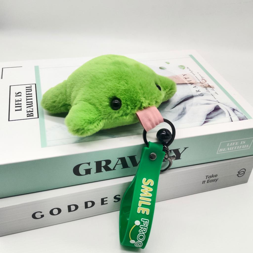 Cute Green Frog Plush Keychain Kawaii Bag Charm Soft Stuffed Animal Pendant Creative Holiday Gift for Family and Friends