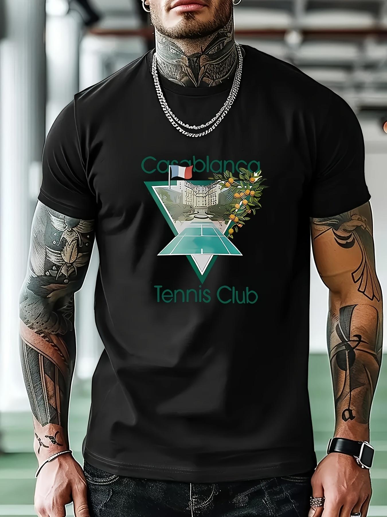 Casual Tennis Club Graphic T-shirt - Light Blue XXXL